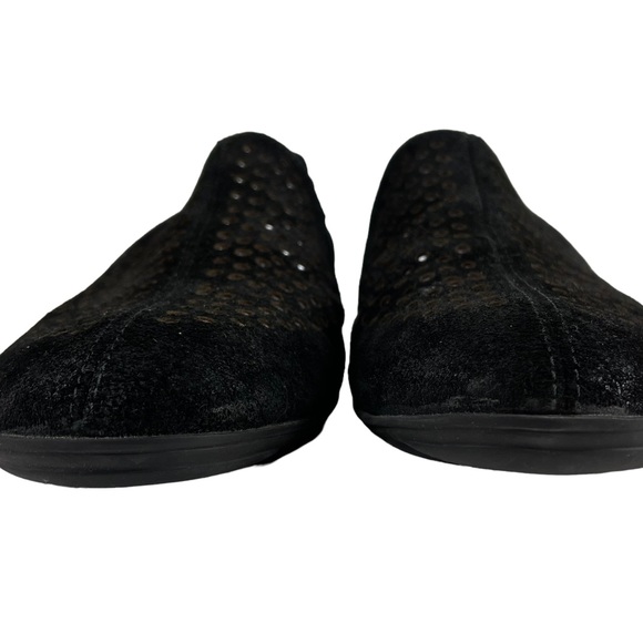 Sesto Meucci Black Suede SlipOn 9 Narrow Hovercraft Sole Silver Punched Leather - Picture 12 of 16